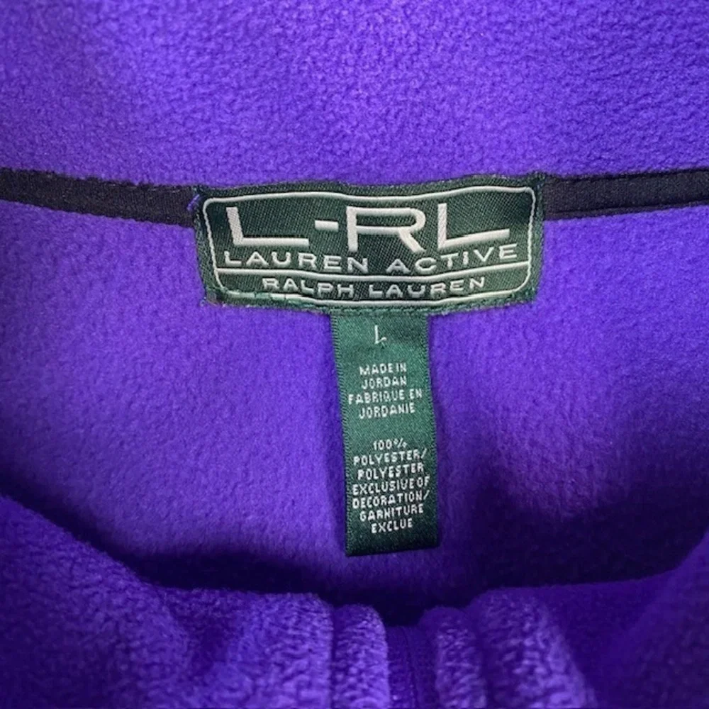 L-RL Lauren Active Ralph Lauren Purple Black Fleece Vest Womens Large‎